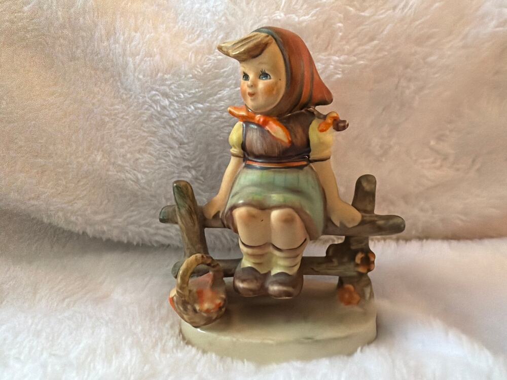 Goebel Hummel Just Resting Figurine Girl on Fence W Germany Vintage #112 3/0